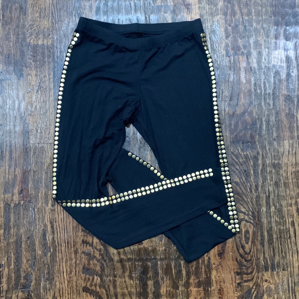 Tart xs black leggings with gold disk detail